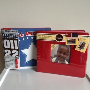 Kids Scrapbooks Memory Book School Days & Sports Album Photos Bundle of Two